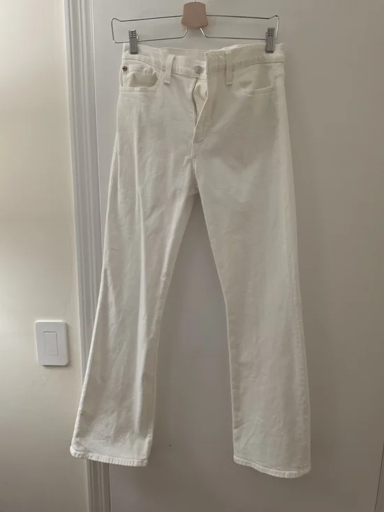 Hudson Blair High Rise Flared Jeans White Denim Pants - Picture 5 of 6
